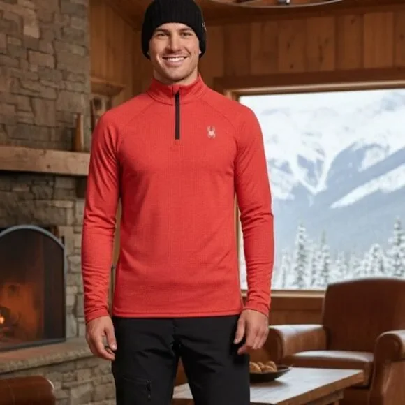 š Spyder Menās Mockneck RaglanāSleeveāPoloāsizeāSmall - Picture 1 of 14